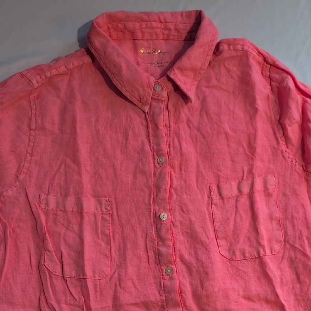 Lilly Pulitzer Coral Button-Up Shirt - Picture 3 of 4
